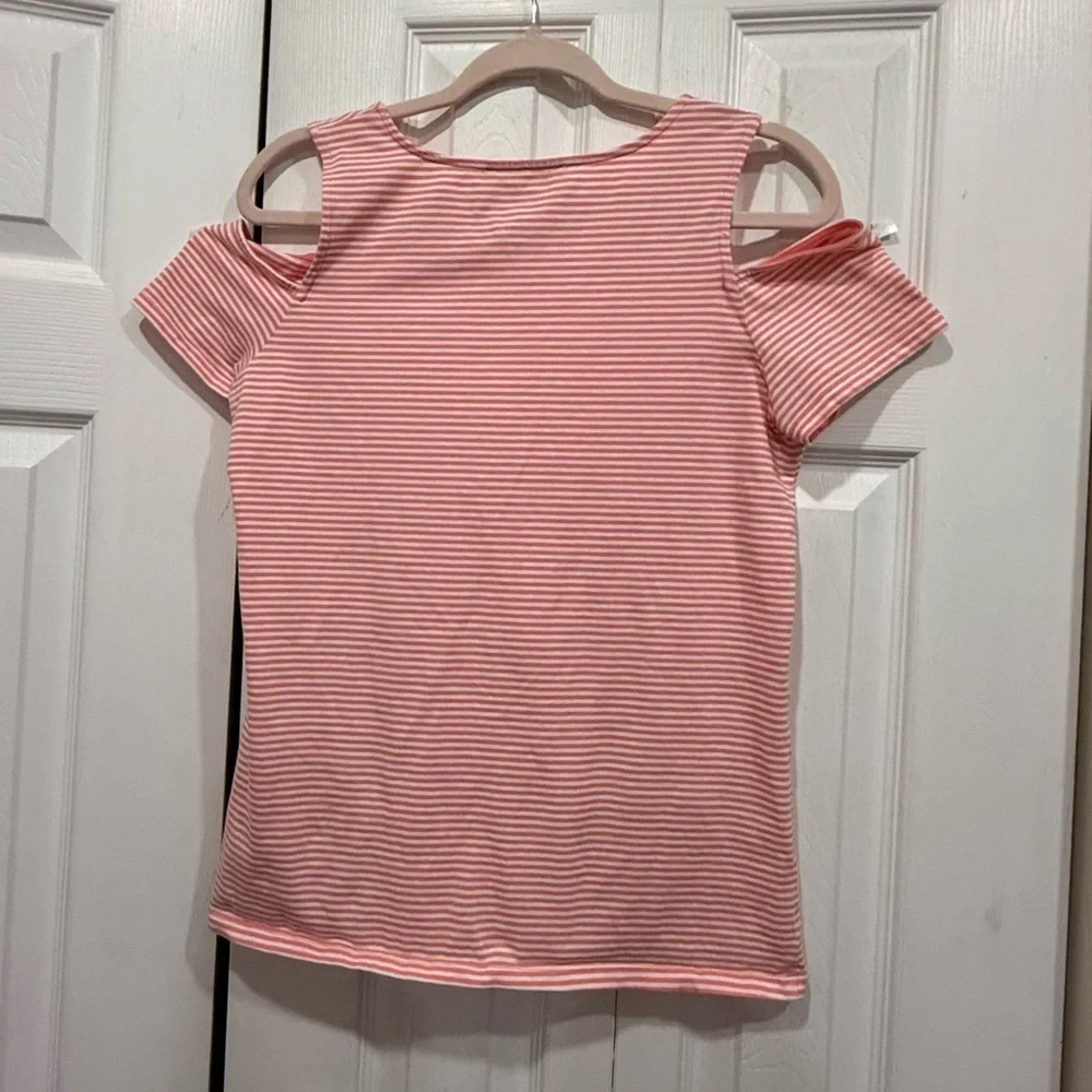 Michael Kors Striped Cold Shoulder Tee size M